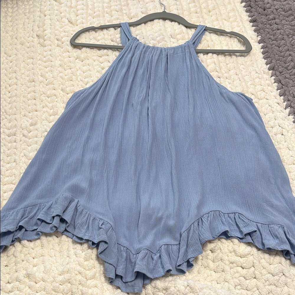 Maurices Light Blue Ruffled Top